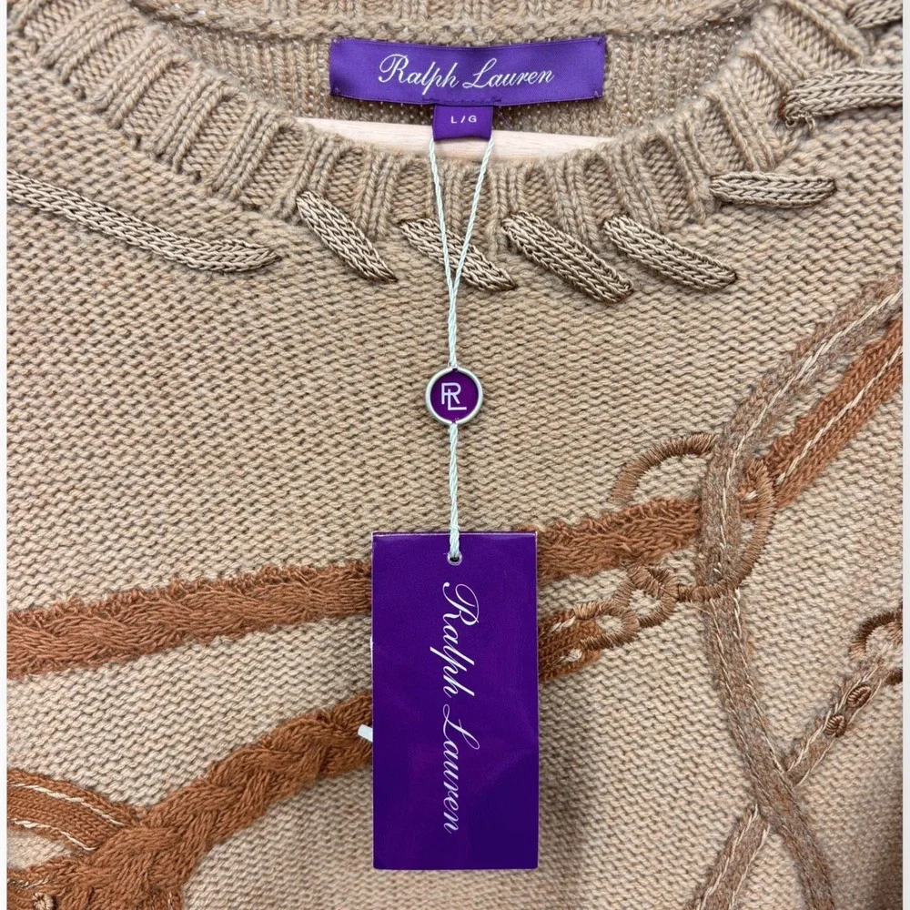 NWT‎ Ralph Lauren Collection Bridle Crewneck Wool Jumper Purple Label Size Large - Picture 11 of 15